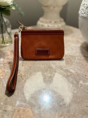 Dooney & Bourke Rust Brown Leather Wristlet Clutch